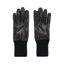 Black Short Ribcuff Gloves 232232M135015