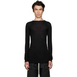 Black Round Neck Long Sleeve T Shirt 232232M201007