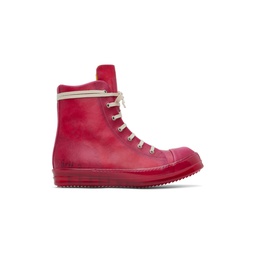 Red Translucent Leather High Sneakers 231232M236031