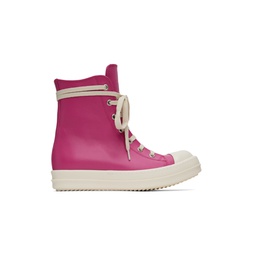 Pink Leather High Sneakers 231232M236034