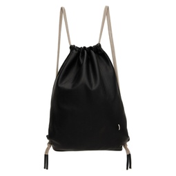 Black Leather Drawstring Backpack 222232M166005