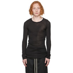 Black Cotton Long Sleeve T Shirt 222232M213070