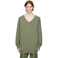 Green V Neck Sweater 231232M206005