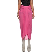Pink Draped Midi Skirt 231232F093004