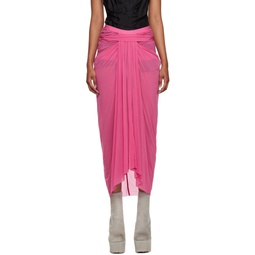 Pink Draped Midi Skirt 231232F093004