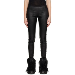 Black Paneled Leather Pants 231232F084000