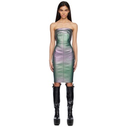 Green Bustier Leather Midi Dress 231232F054009