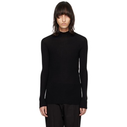 Black Ribbed Lupetto Sweater 241232M201020