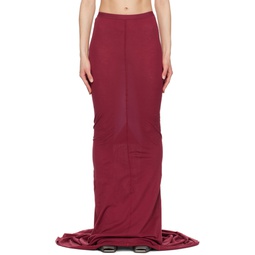 Burgundy Pillar Maxi Skirt 241232F093033