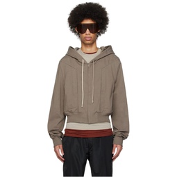 Gray Cropped Hoodie 241232M202011