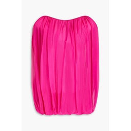 Gathered silk-chiffon top