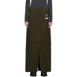 Khaki Utility Maxi Skirt 232661F093000