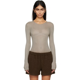 Taupe Semi Sheer Blouse 241661F107002