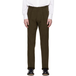 Brown Pleated Trousers 231634M191001