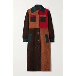 RIXO Milly patchwork suede coat
