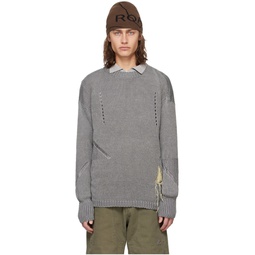 Gray Perforated Sweater 241204M204002