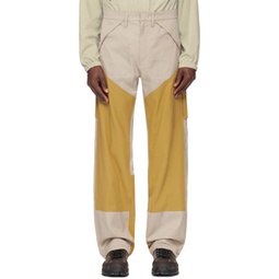 Khaki & Beige Paneled Cargo Pants 241204M188000