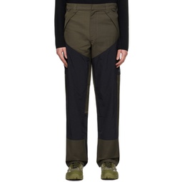 Khaki & Black Paneled Cargo Pants 232204M188000