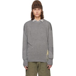 Gray Perforated Sweater 241204M204002