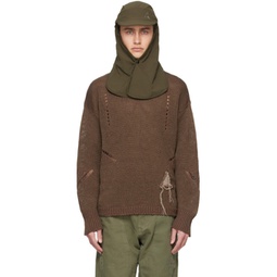 Brown Intarsia Sweater 241204M204003
