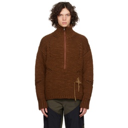 Brown Zip Sweater 232204M202000