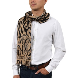 ROBERTO CAVALLI ESZ025 03506 Camel Wool Blend Leopard Print Mens Scarf for mens