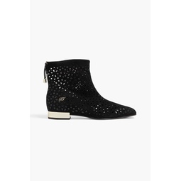 Laser-cut suede ankle boots