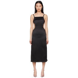 Black Silk Mid Length Dress 221151F054009