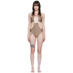 SSENSE Exclusive Taupe Cut Out One Piece Swimsuit 222700F103004