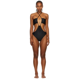 Black Recycled Polyester One Piece Swimsuit 222700F103000
