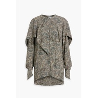 Cape-effect printed crepe blouse