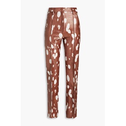 Robyn printed faux leather straight-leg pants