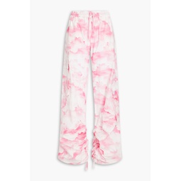 Silla ruched tie-dyed cotton-poplin cargo pants