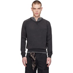 Black Garment Dyed Sweatshirt 241435M201000