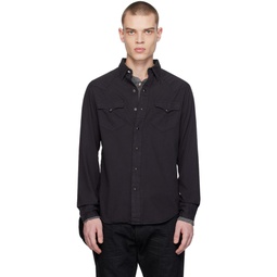 Black Garment Dyed Shirt 241435M192009