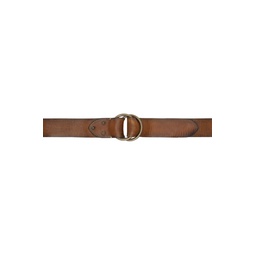 Brown Distressed Leather Belt 241435M131005