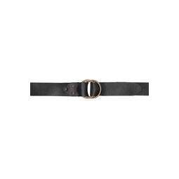 Black Leather Double O Ring Belt 241435M131006