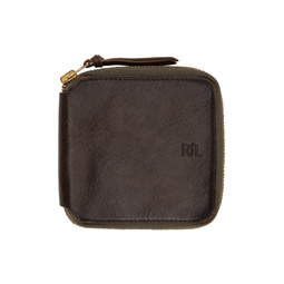 Brown Leather Zip Wallet 241435M171001