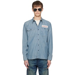 Blue Embroidered Shirt 241435M192013