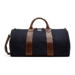 Blue Leather-Trim Denim Duffle Bag 241435M169000