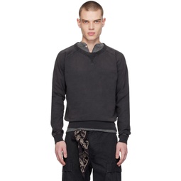 Black Garment-Dyed Sweatshirt 241435M201000