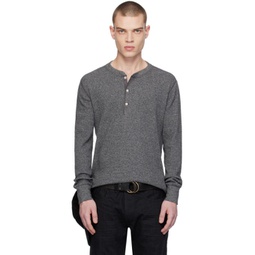 Gray Garment-Dyed Henley 241435M201003