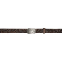 Brown Hand-Tooled Belt 241435M131000