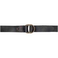 Black Leather Double O-Ring Belt 241435M131006