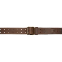 Brown Leather Double-Prong Belt 241435M131002