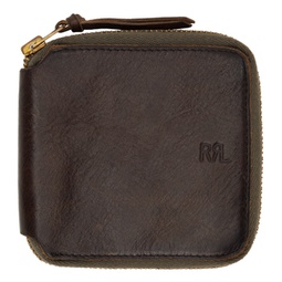 Brown Leather Zip Wallet 241435M171001