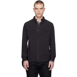 Black Garment-Dyed Shirt 241435M192009