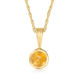 ross-simons citrine pendant necklace in 14kt yellow gold. 16 inches