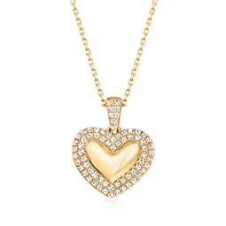 ross-simons diamond heart pendant necklace in 14kt yellow gold