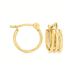 ross-simons 14kt yellow gold 3-row huggie hoop earrings